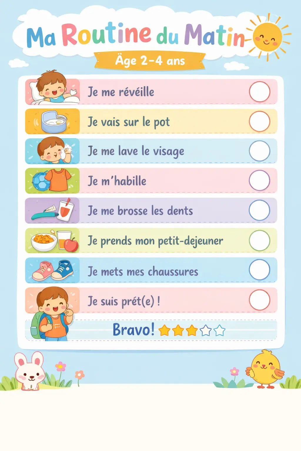 Routine du matin — Arc-en-ciel