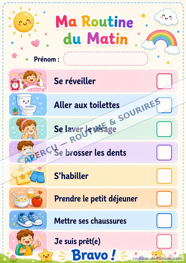 TEST — Ma routine du matin – Arc-en-ciel