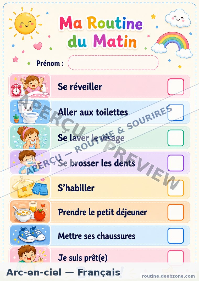 Ma routine du matin – Arc-en-ciel