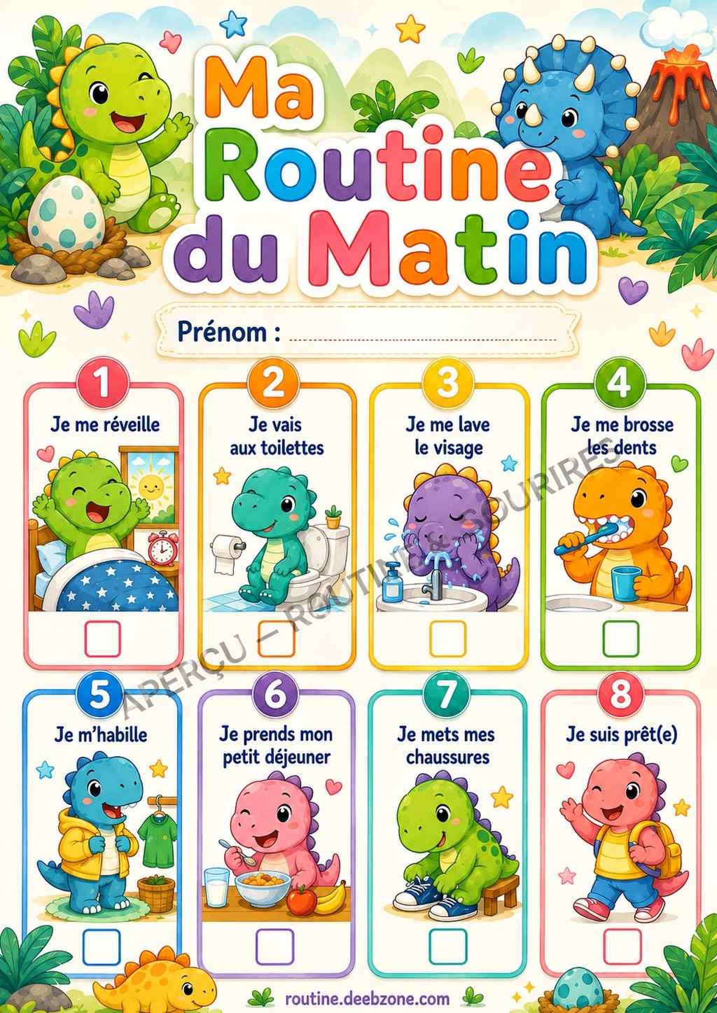 Ma routine du matin — Dinosaures joyeux 2