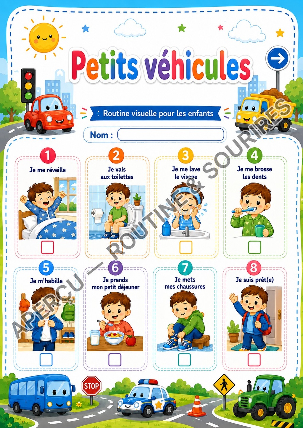 Ma routine du matin — Petits véhicules