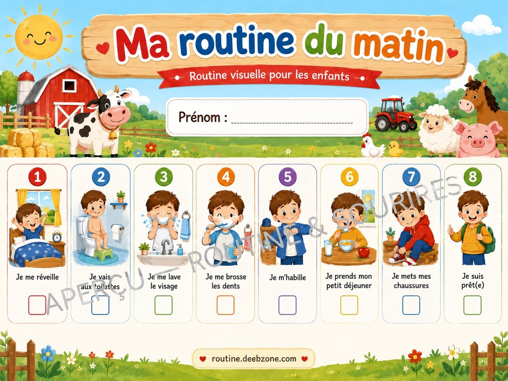 Ma routine du matin — Ferme joyeuse (paysage)