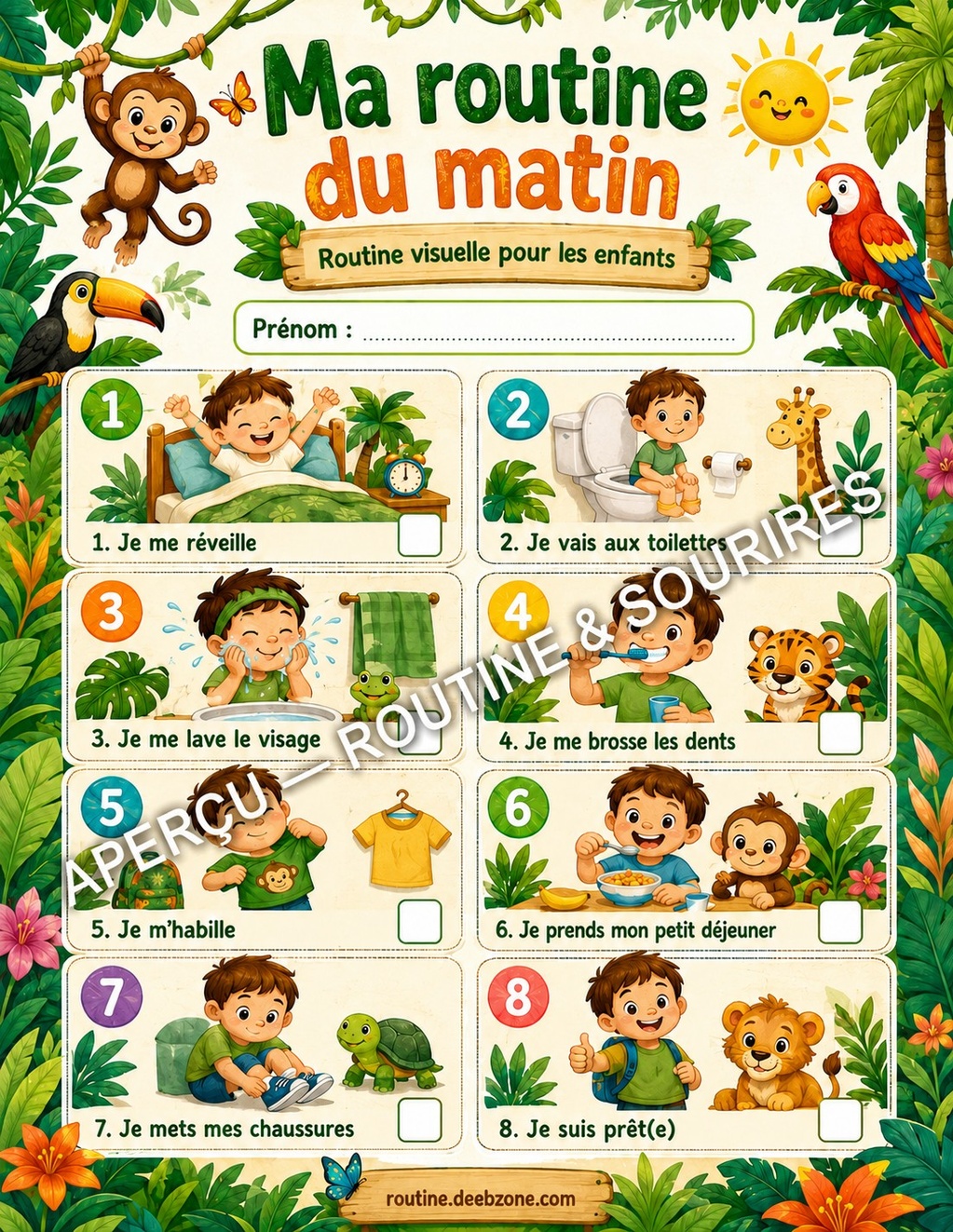 Ma routine du matin — Aventure dans la jungle