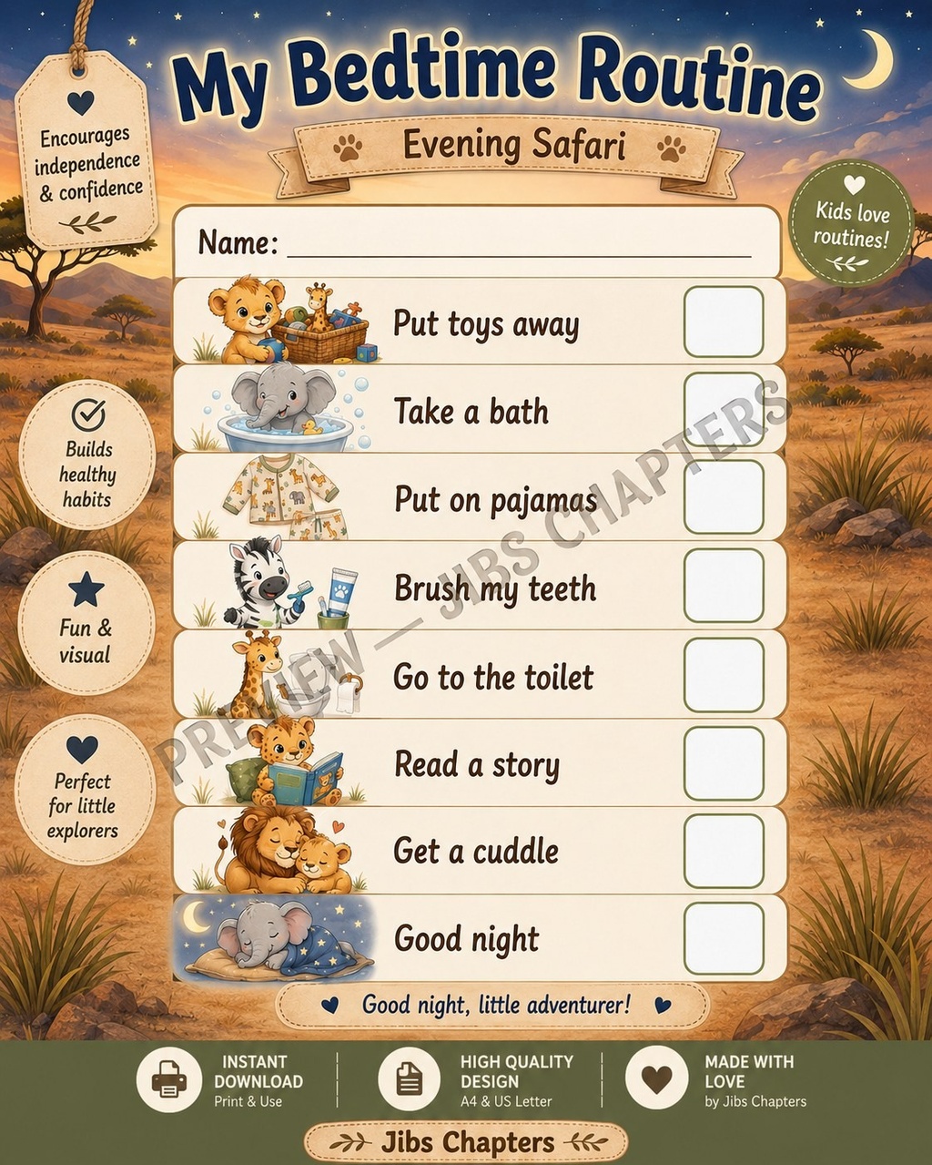 My Bedtime Routine – Bedtime Safari