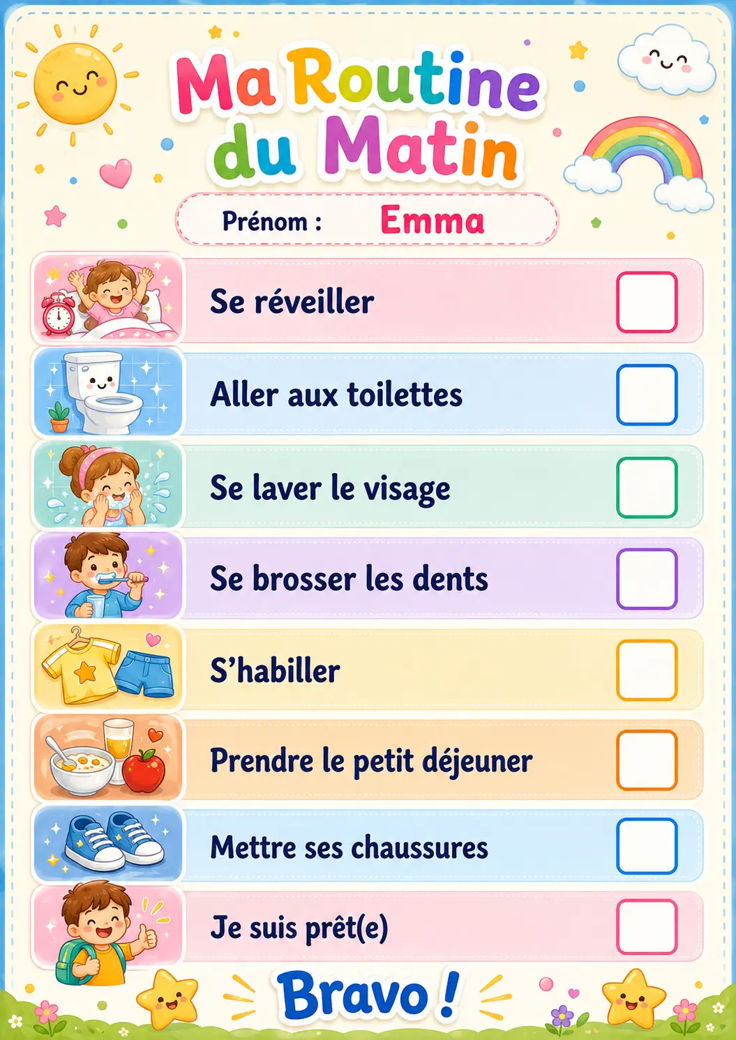 Routine du matin — Tableau visuel